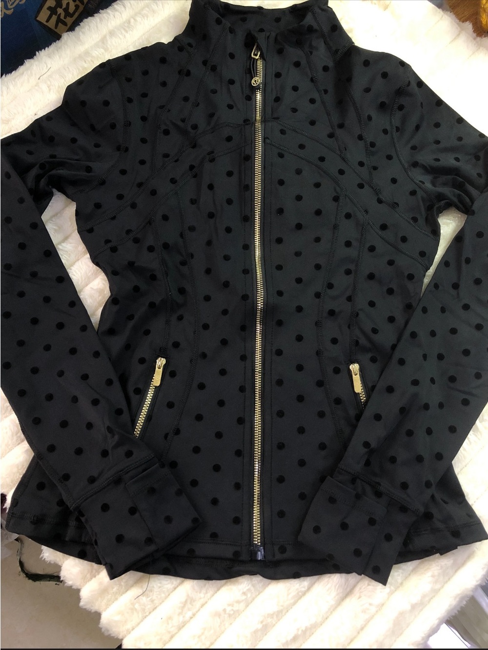Lululemon Black Polka Dot Define Jacket with Gold Zipper